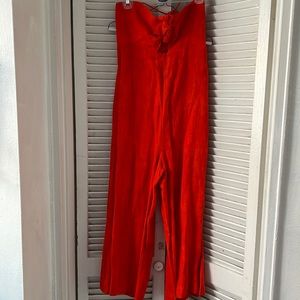 Anthropologie Elevenses Linen Blend Jumpsuit Playsuit Embroidered